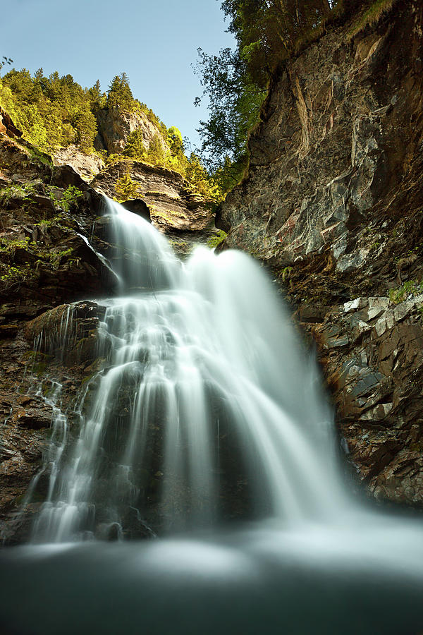 Waterfall In The Swiss Alps Mountains #1 Photograph by © Francois Marclay