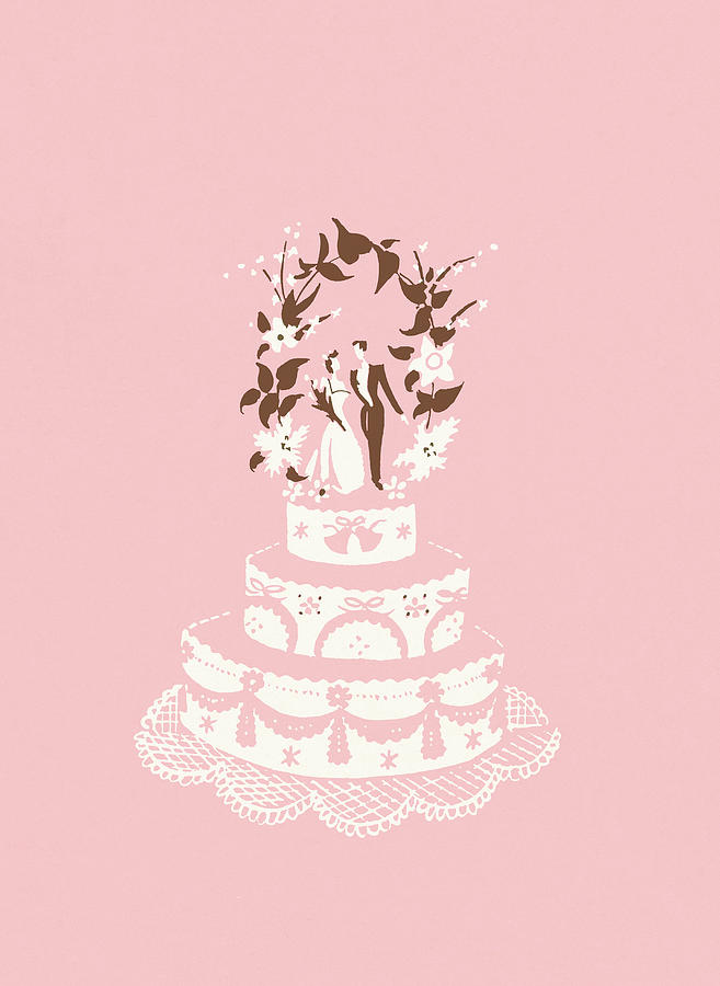 Cake Drawing - Wedding cake #1 by CSA Images