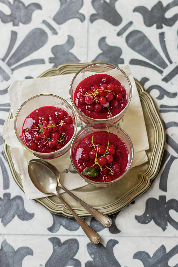 White Chocolate Panna Cotta With Redcurrant Sauce #1 Photograph by Zuzanna Ploch