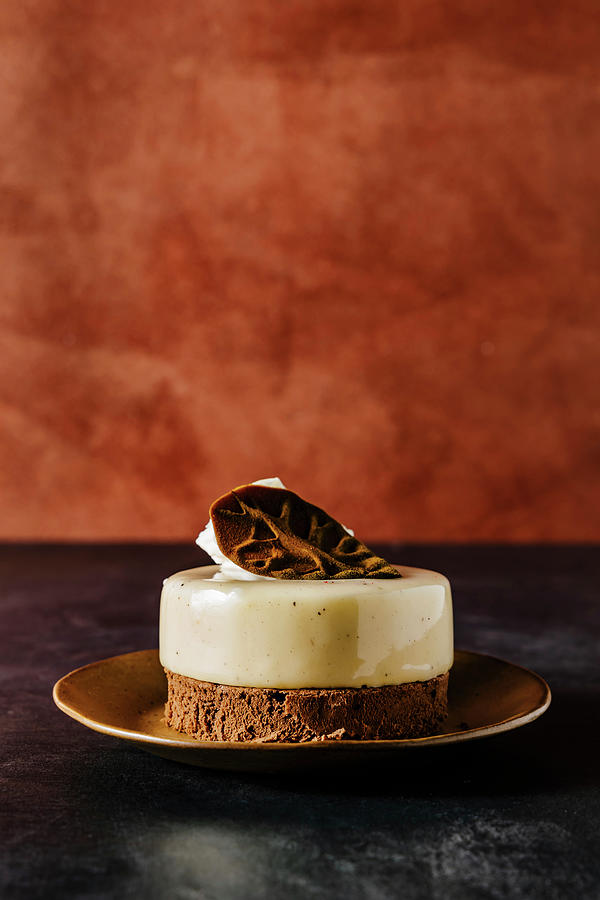 White Chocolate, Pear And Cognac Mousse Cake #1 Photograph by Alla Machutt