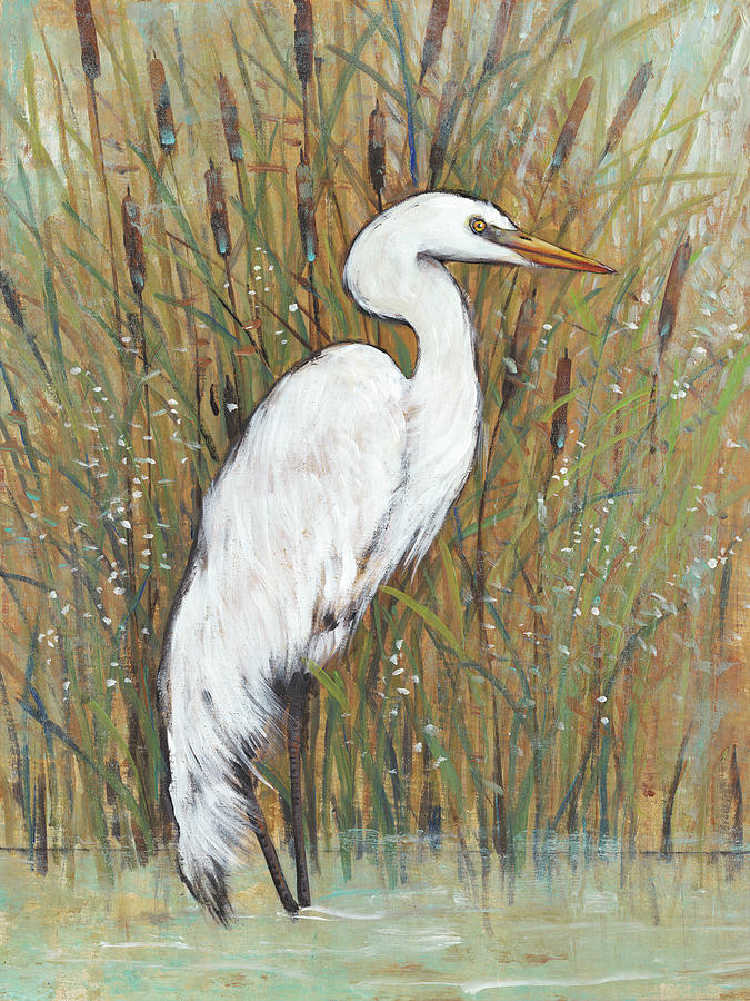White Egret II #1 Painting by Tim Otoole