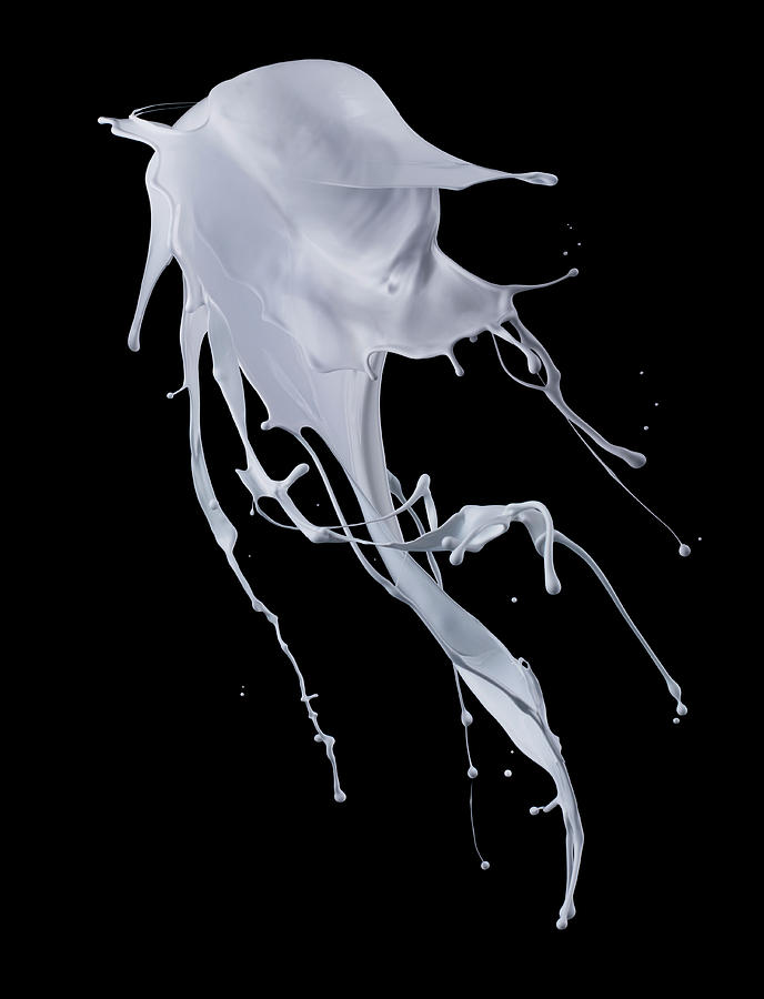 White Paint Splash On Black Background #1 Photograph by Biwa Studio
