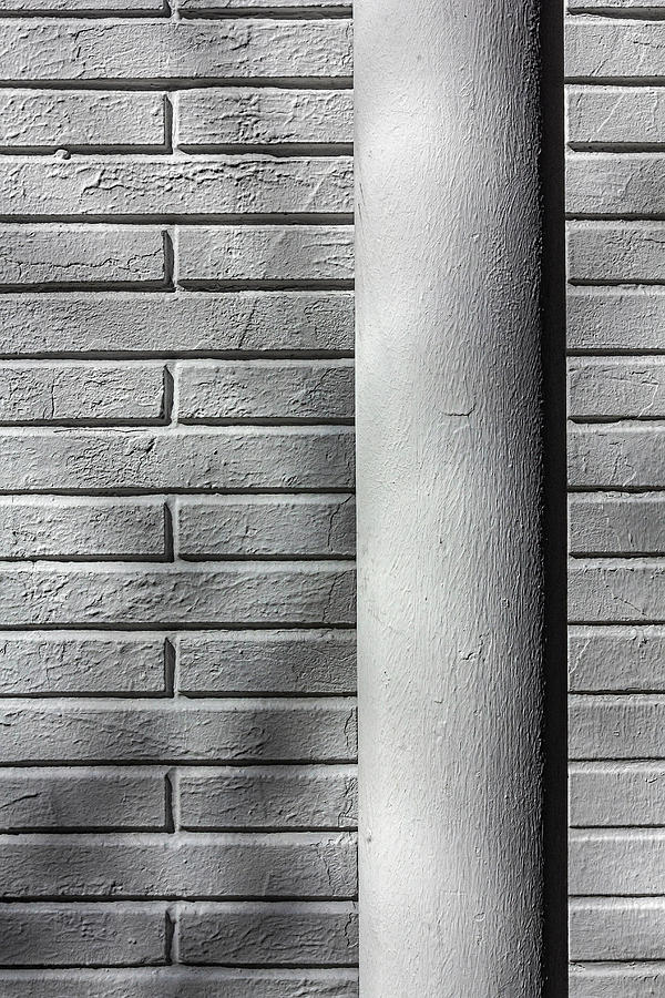 White Pipe and White Brick Wall #1 Photograph by Robert Ullmann