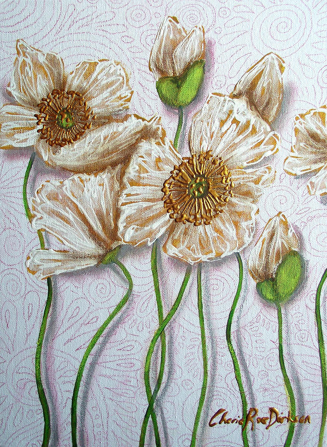 Flower Painting - White Poppies #1 by Cherie Roe Dirksen
