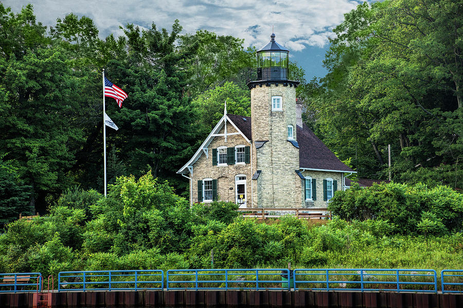 White River Lighthouse in Summer by Whitehall Michigan #1 Photograph by Randall Nyhof