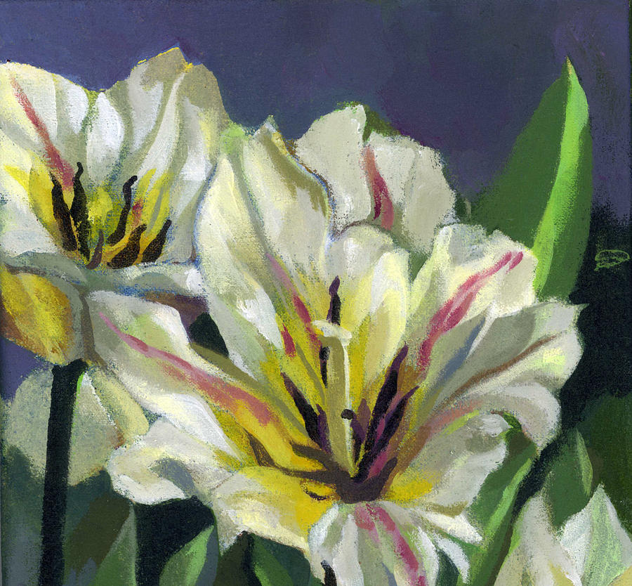 White Tulips #2 Painting by Alfred Ng