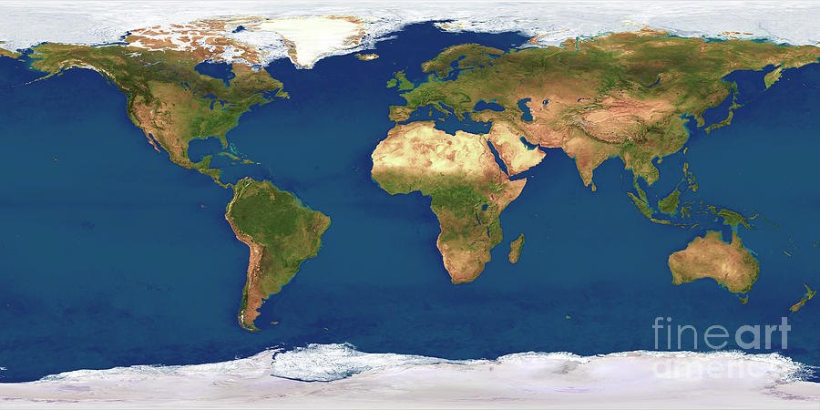 Whole Earth Map Photograph by Planetary Visions Ltd/science Photo