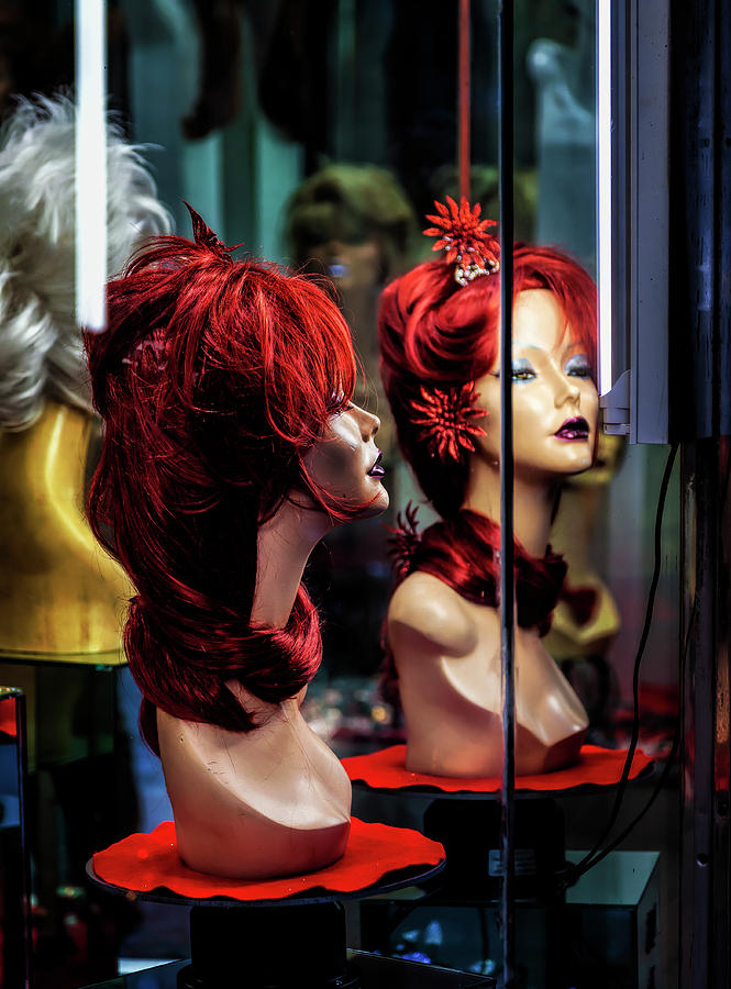 Wig Store Window #1 Photograph by Robert Ullmann