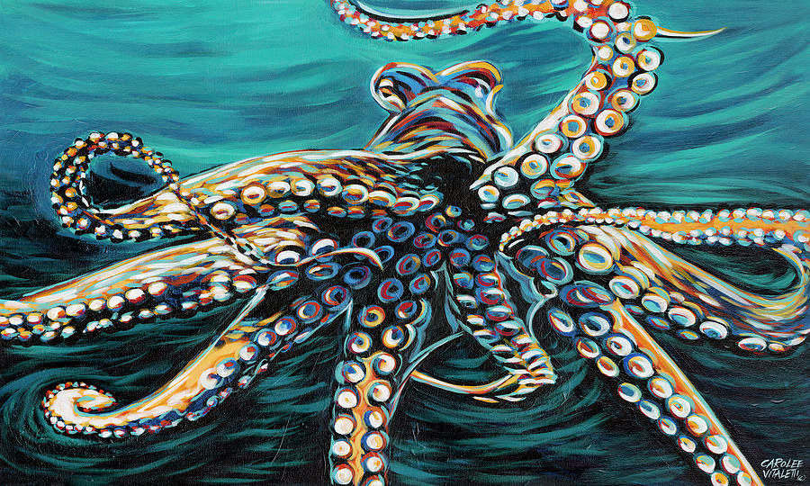 Wild Octopus II #1 Painting by Carolee Vitaletti