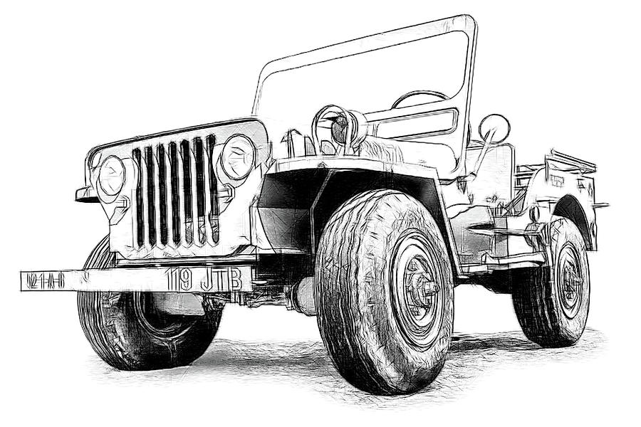 Willy Jeep replica #1 Digital Art by Alexey Stiop