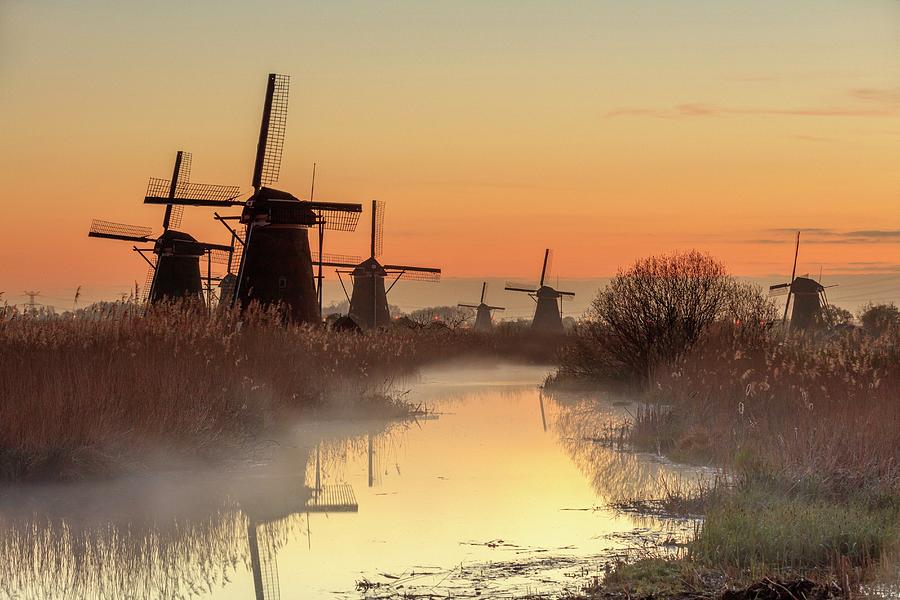 Windmills, Kinderdijk, Netherlands #1 Digital Art by Maurizio Rellini