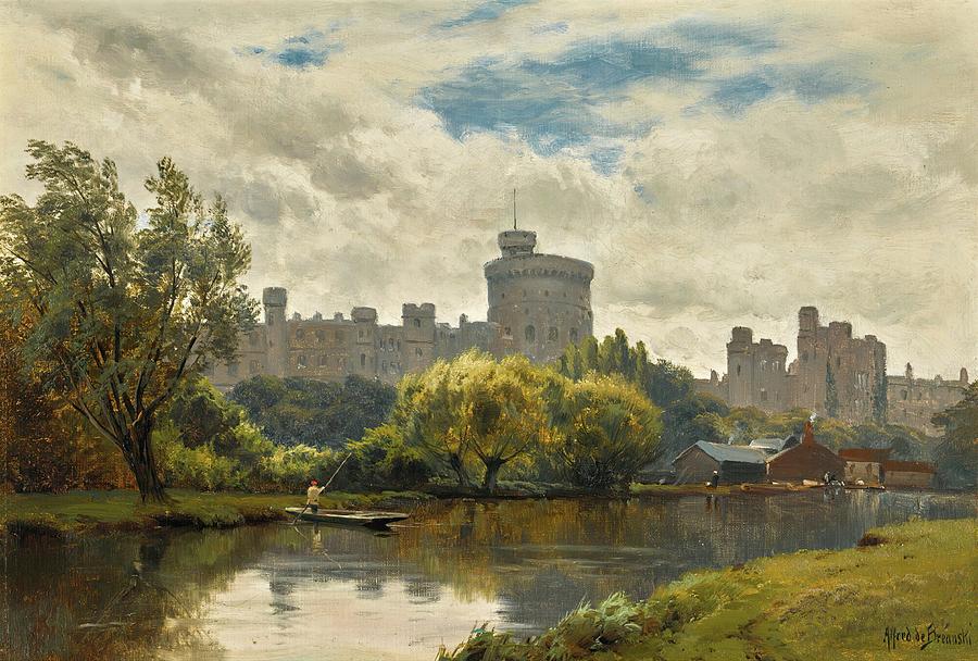 Castle Painting - Windsor Castle From The Thames by Alfred De Breanski