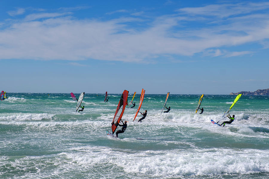 Windsurfers In The Surf Beach Plage De L Huveaune Marseille Provence Alpes C Te D Azur France By Imagebroker Bildverlag Bahnmueller
