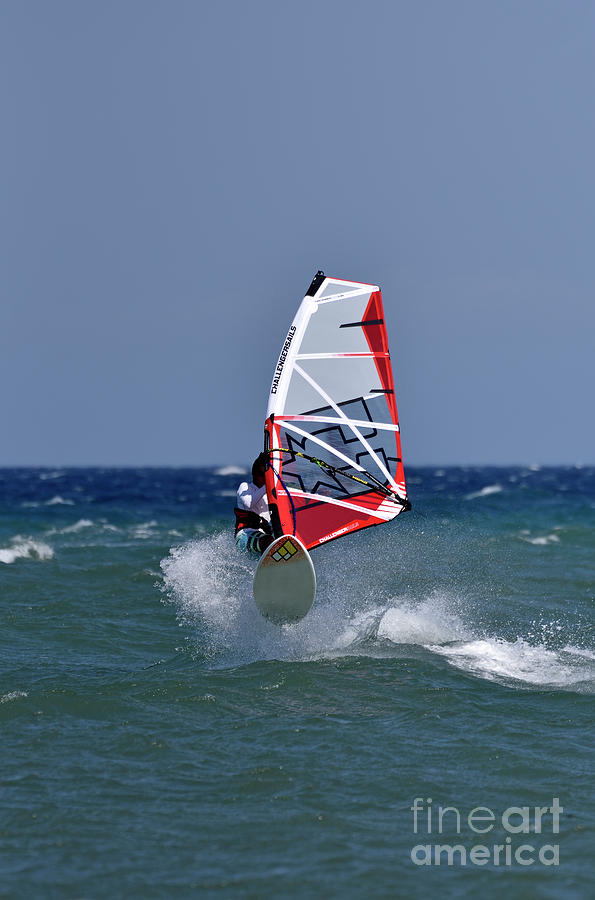 Windsurfing on a windy day V #1 Photograph by George Atsametakis