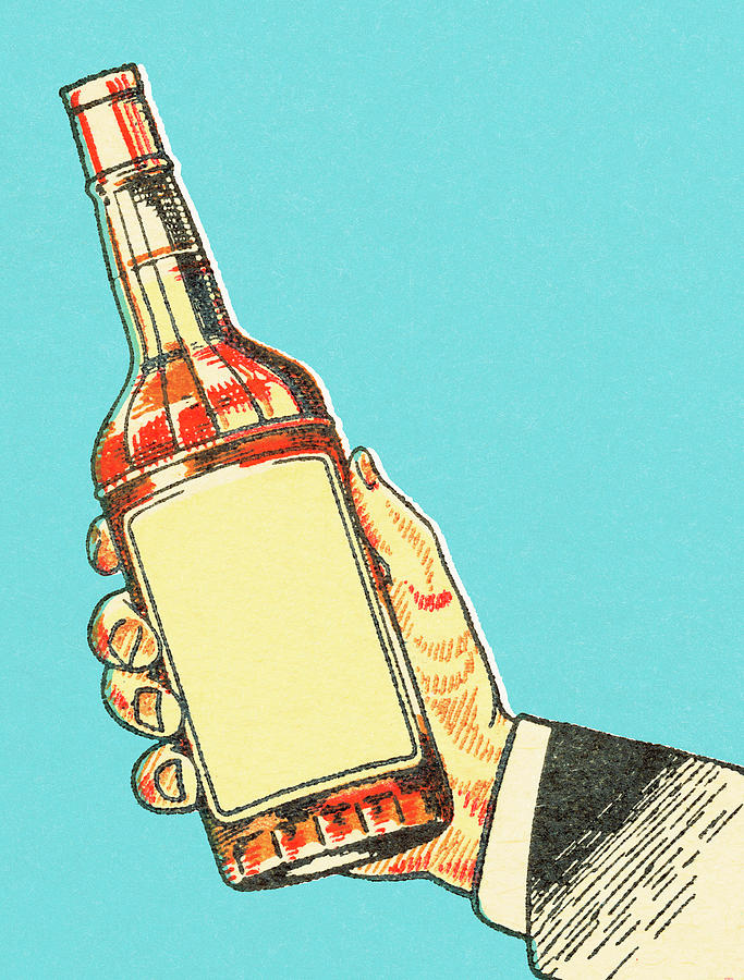 Vintage Drawing - Wine bottle #1 by CSA Images