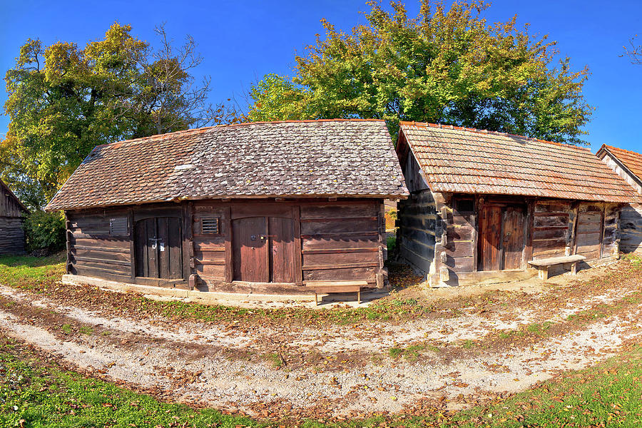 Wine historic street vineyards and wooden cottages panoramic vie #1 Photograph by Brch Photography