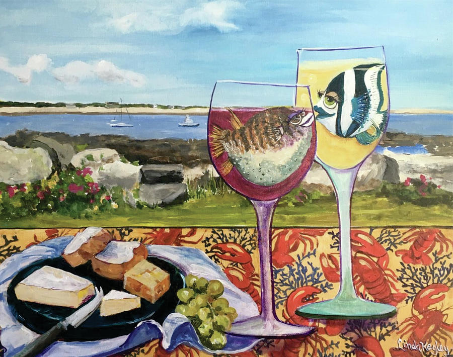 Wine Lovers Picnic Painting by Linda Kegley