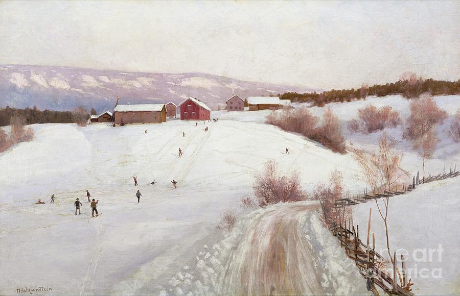 Winter In Norway Painting by Nils Hansteen