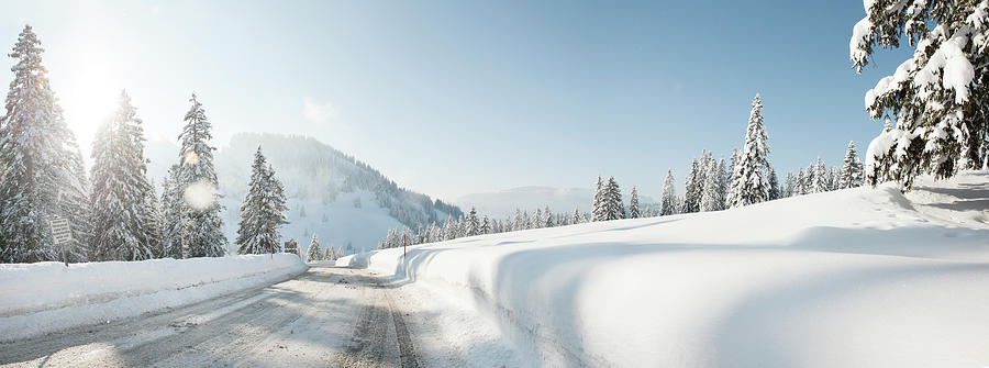 Winter Road In Snow-covered Landscape #1 Photograph by Hannah Bichay