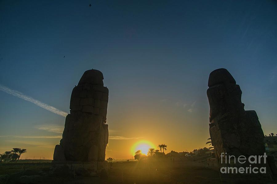 Winter Photograph - Winter Solstice Sunrise At The Colossi Of Memnon #1 by Juan Carlos Casado (starryearth.com)/science Photo Library
