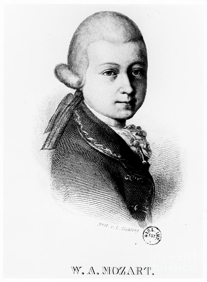 Wolfgang Amadeus Mozart 1756-1791 Drawing by Print Collector