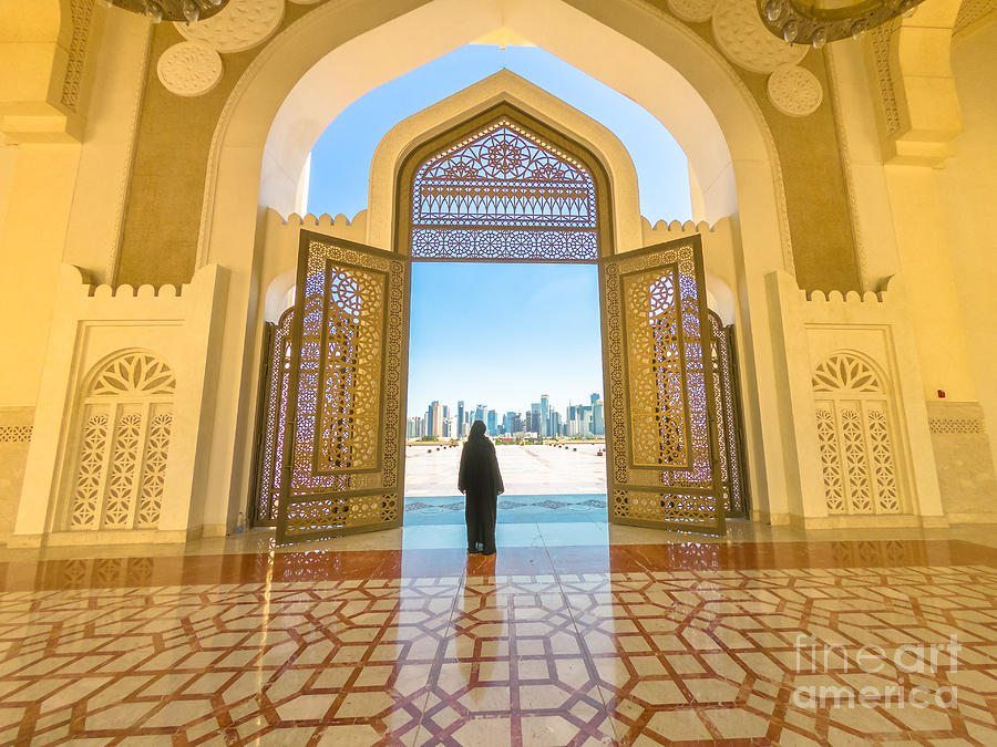 Woman at Mosque Doha #1 Photograph by Benny Marty