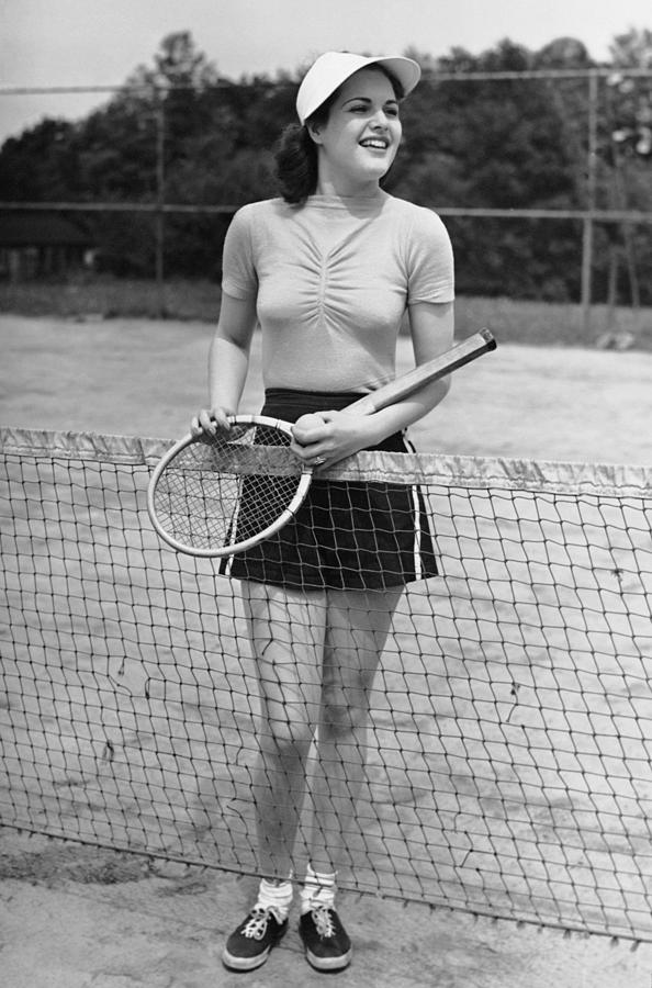 Woman At Tennis Court #1 Photograph by George Marks