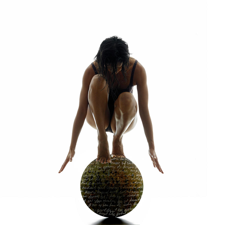 Woman Balancing On Globe Photograph by Alfonse Pagano Woman Balancing On Globe Photograph by Alfonse Pagano