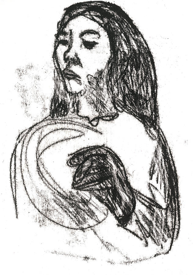 Woman Holding a Hat #1 Drawing by Edgeworth Johnstone