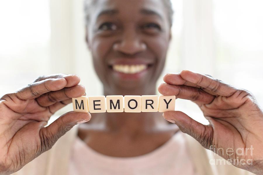 Woman Holding Word Memory #1 Photograph by Science Photo Library