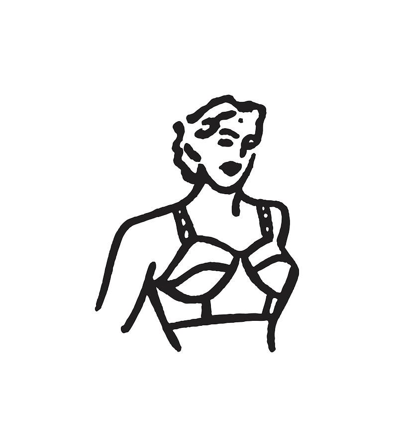 Black And White Drawing - Woman in Brassiere #1 by CSA Images