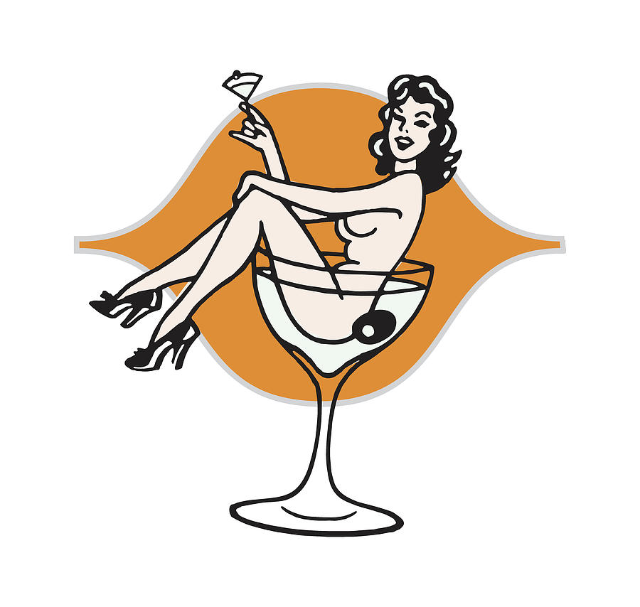 Las Vegas Drawing - Woman in Martini Glass #1 by CSA Images