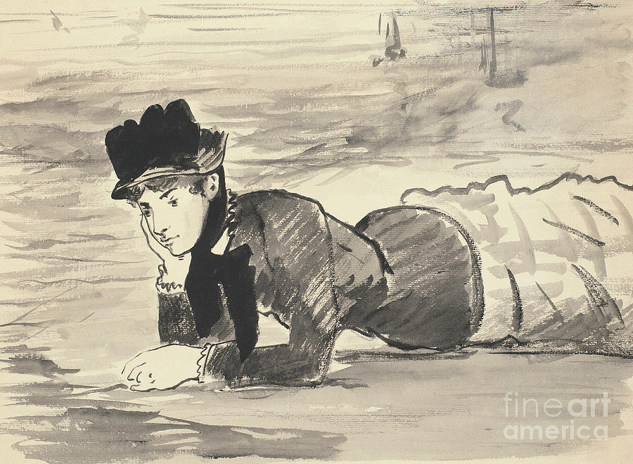 Edouard Manet Drawing - Woman Lying on the Beach, Annabel Lee by Edouard Manet