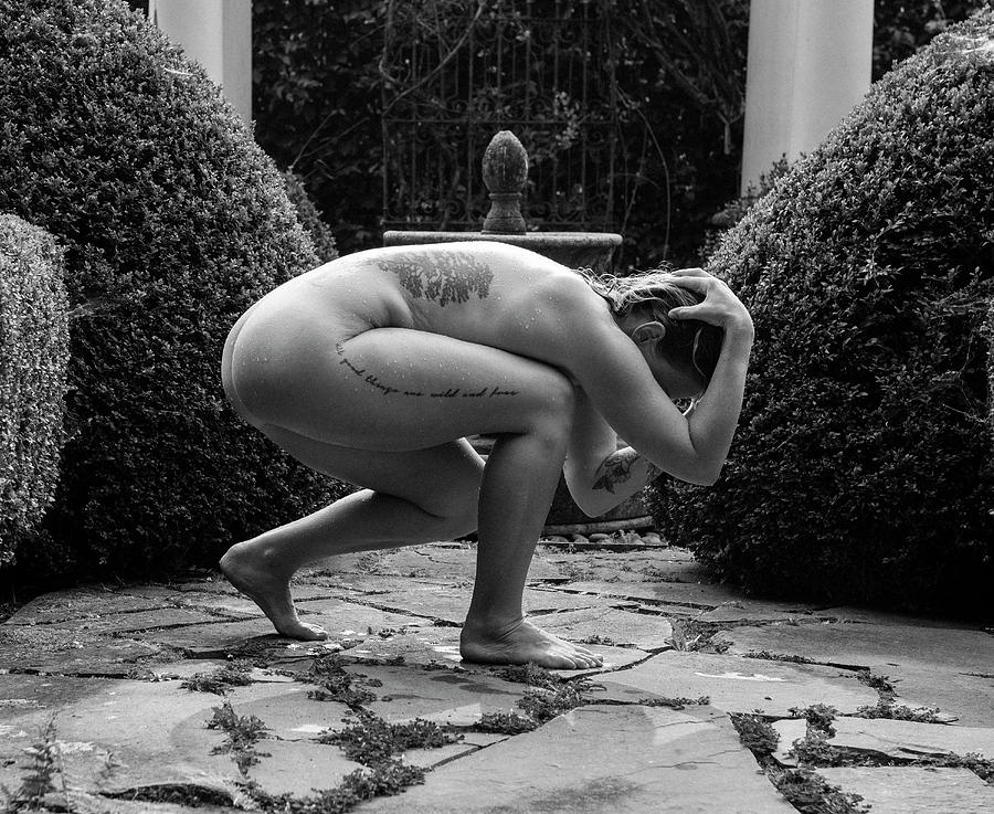 Woman Posing Naked In Formal Garden #1 Photograph by Panoramic Images