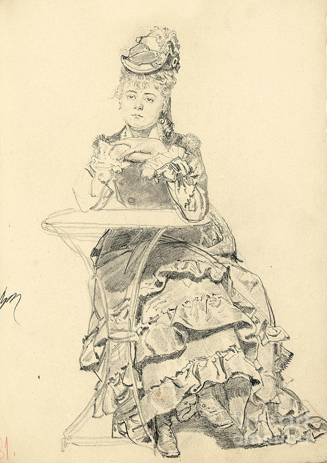 Woman Seated At A Cafe Table, C. 1872-1875 Drawing by Ilya Efimovich ...