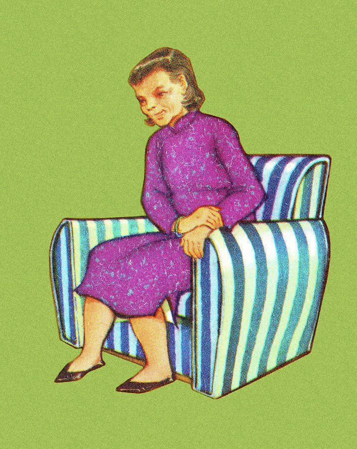 Vintage Drawing - Woman Sitting in a Chair #1 by CSA Images