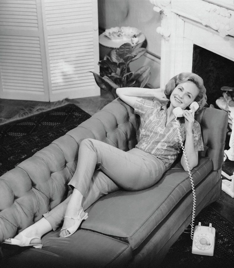 Woman Talking On Telephone #1 Photograph by George Marks