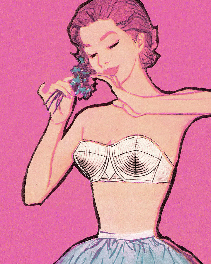 Woman Wearing Bra and Half Slip #1 Drawing by CSA Images - Pixels