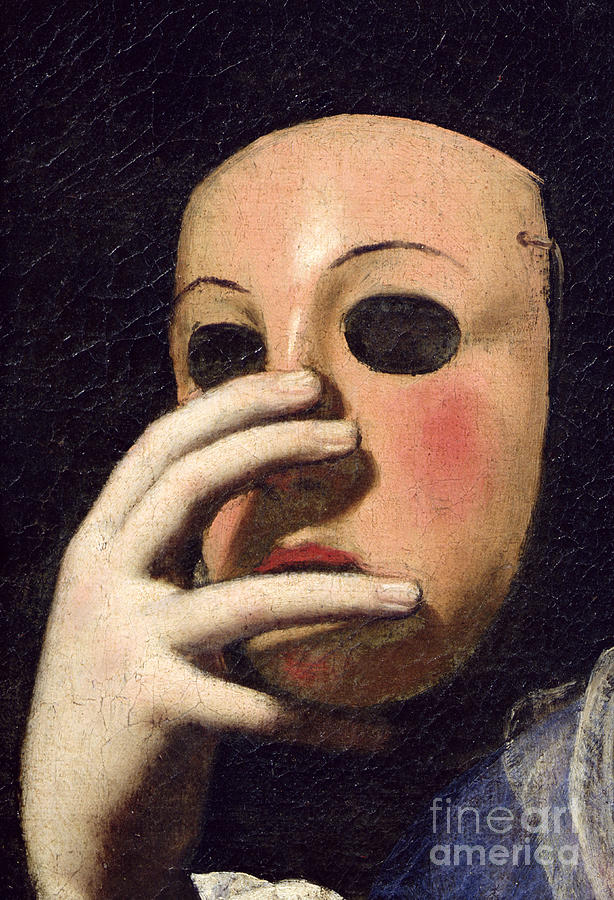 Woman With A Mask Painting by Lorenzo Lippi