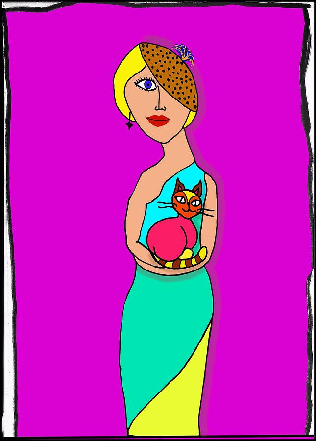 Woman with Cat #1 Digital Art by Laura Smith