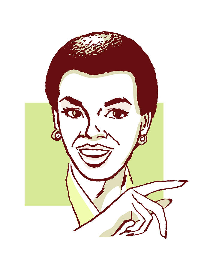 Woman With Short Afro Pointing Drawing By Csa Images 