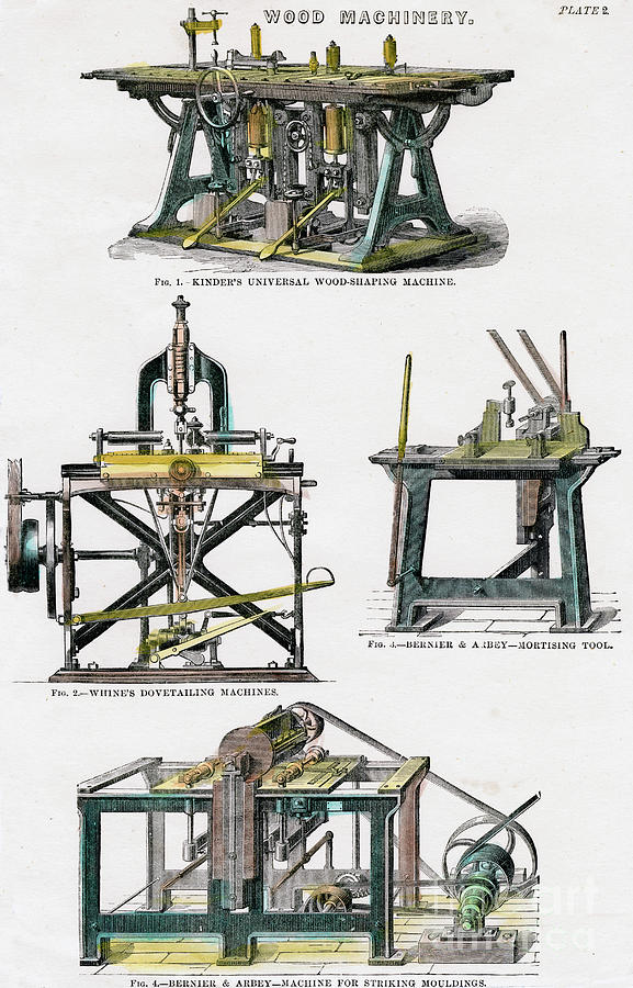 Wood Machinery, 19th Century #1 Drawing by Print Collector