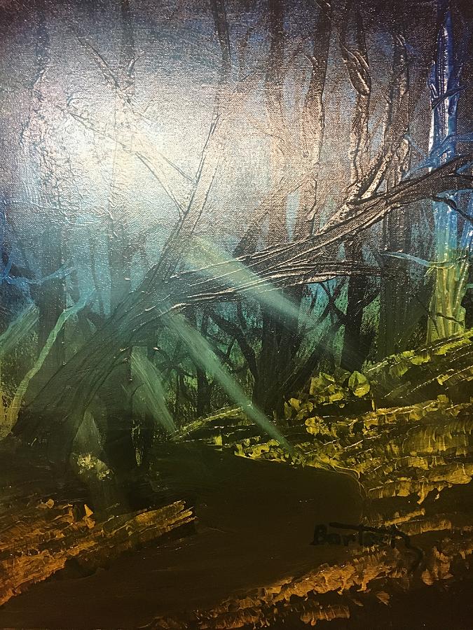 Wooded scene #1 Painting by David Bartsch