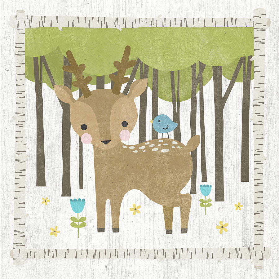 Animal Drawing - Woodland Hideaway Deer #1 by Moira Hershey