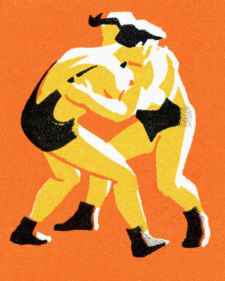 Sports Drawing - Wrestlers #1 by CSA Images