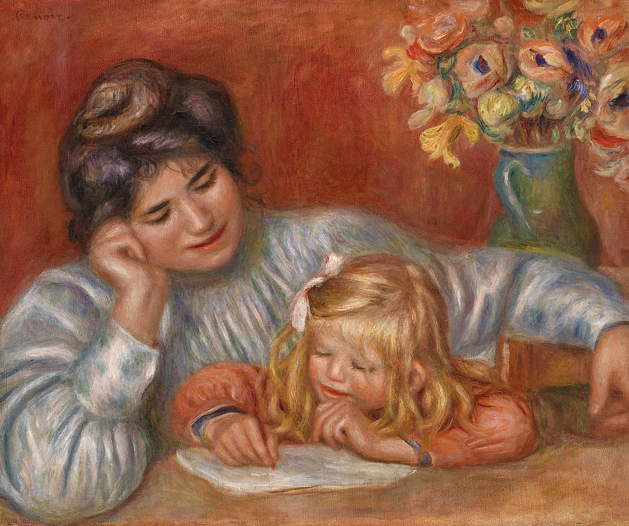 Writing Lesson #2 Painting by Pierre-Auguste Renoir