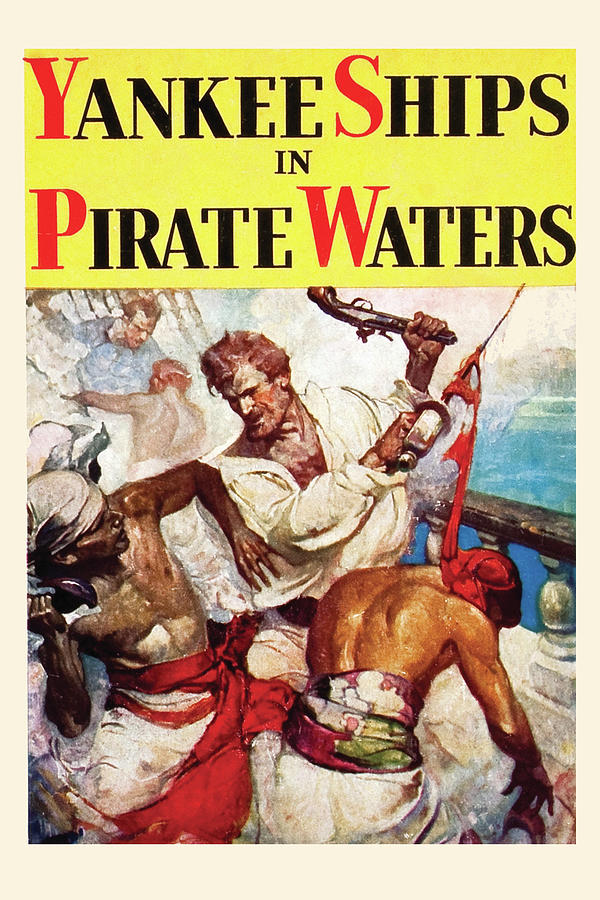 Flag Painting - Yankee Ships in Pirate Waters #1 by Frank E. Schoonover