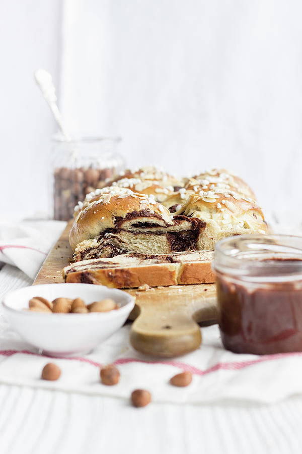 Yeast Plait With Homemade Chocolate Spread #1 Photograph by Tamara Staab