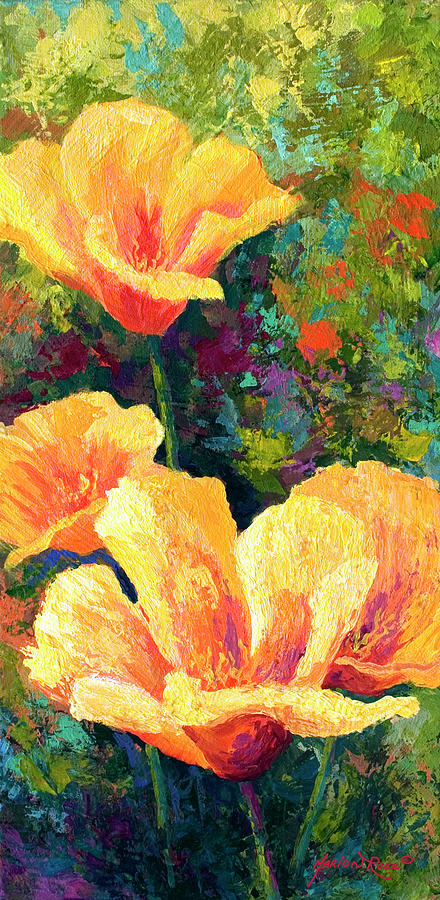 Nature Painting - Yellow Field Poppies #1 by Marion Rose