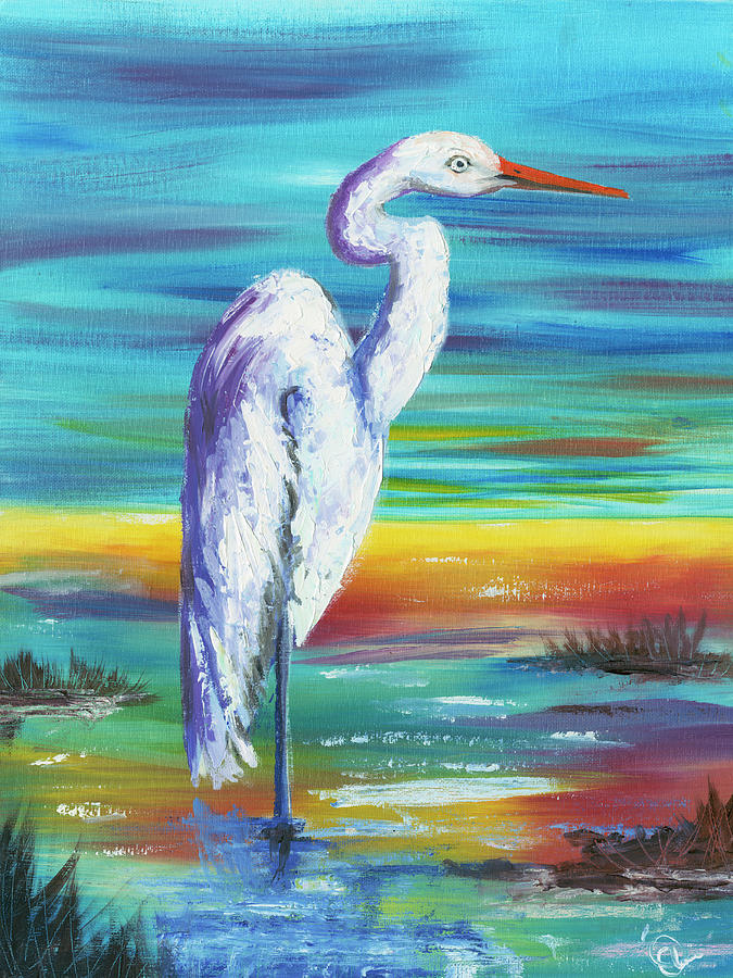 Bird Painting - Yellow Heron I #1 by Olivia Brewington